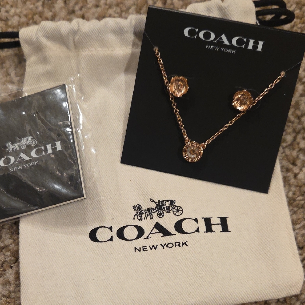 Coach Gold Necklace and Earring Set